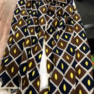 Tory Burch HUGE Blanket Scarf Shawl Wrap SILK/WOOL